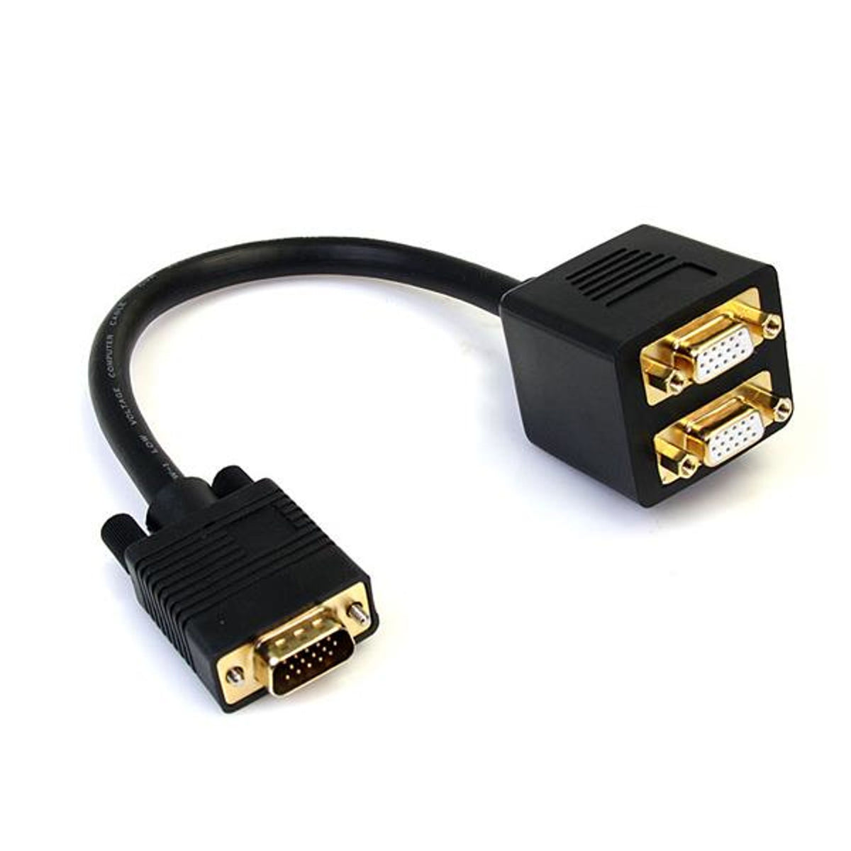 StarTech.com 1ft VGA to 2x VGA Splitter Cable 2048x1536 Gold Plated Black