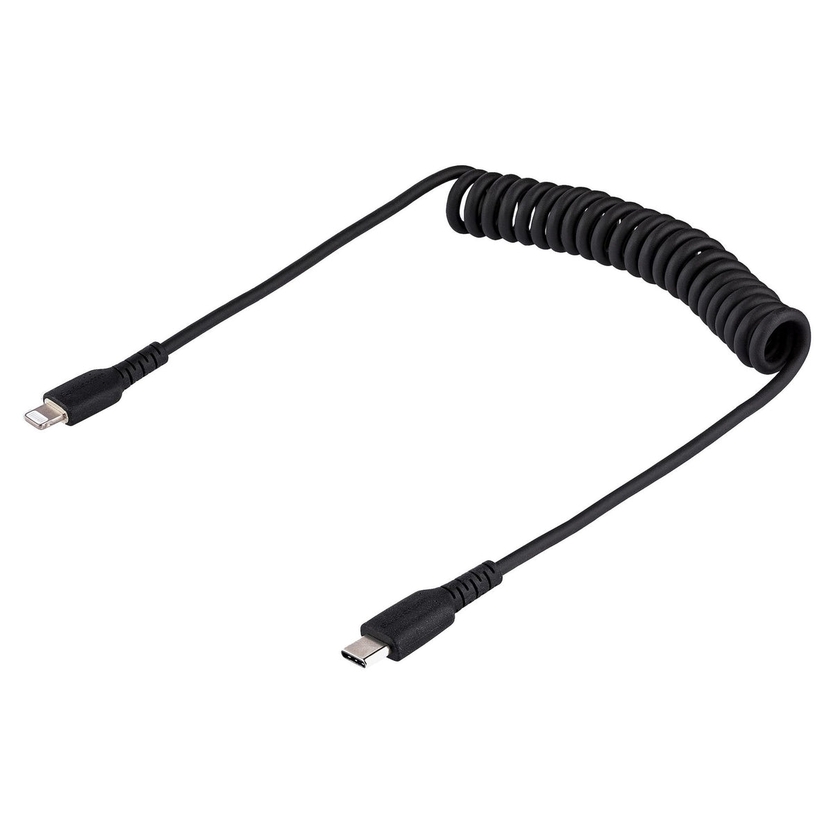 StarTech.com 1m Coiled USB-C to Lightning Cable MFi Certified TPE Jacket Black