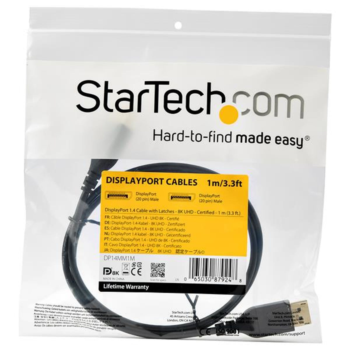 StarTech.com 1m DisplayPort 1.4 Cable 8K 60Hz VESA Certified DP to DP