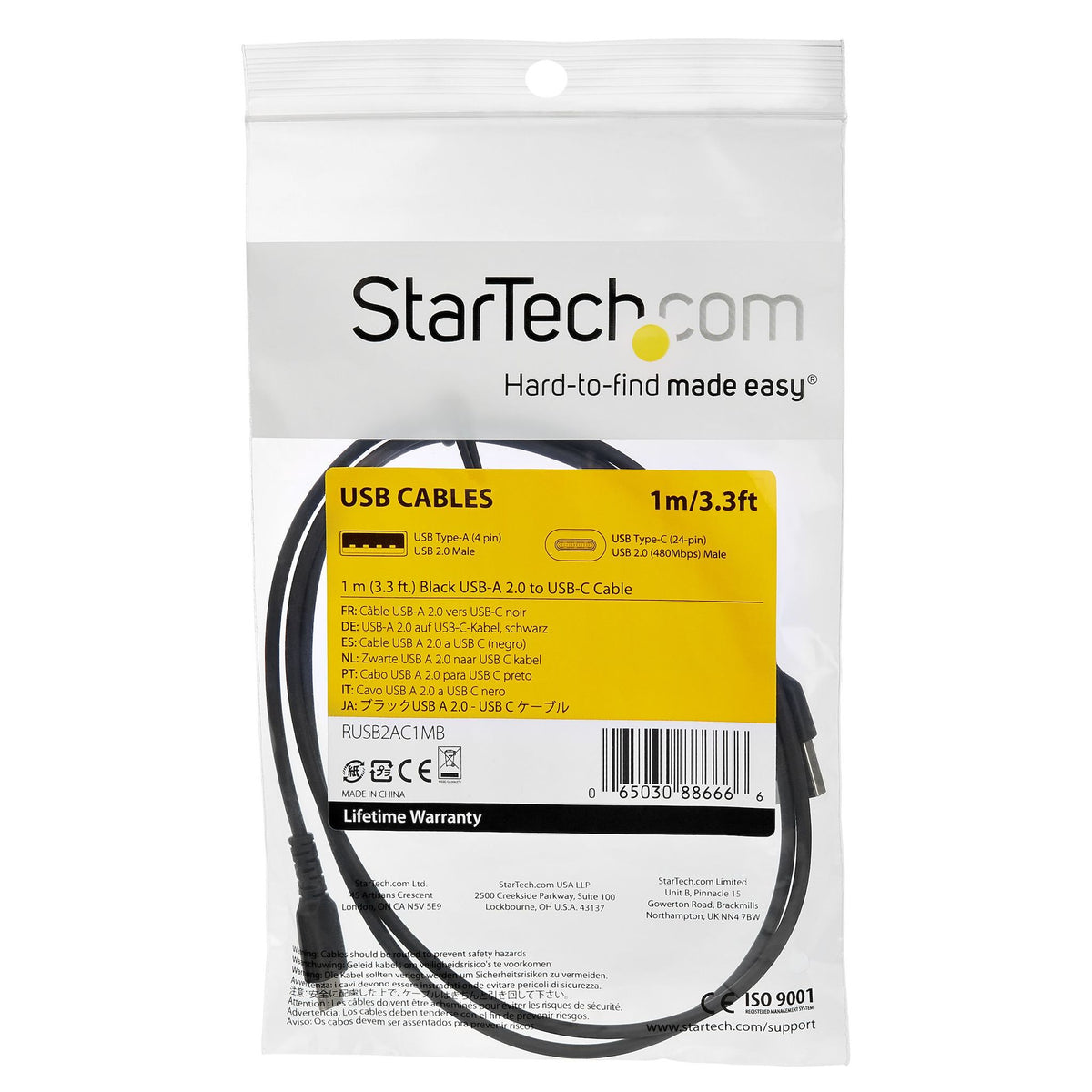 StarTech.com 1m USB-C to USB-C Charging Cable 60W TPE Jacket Black