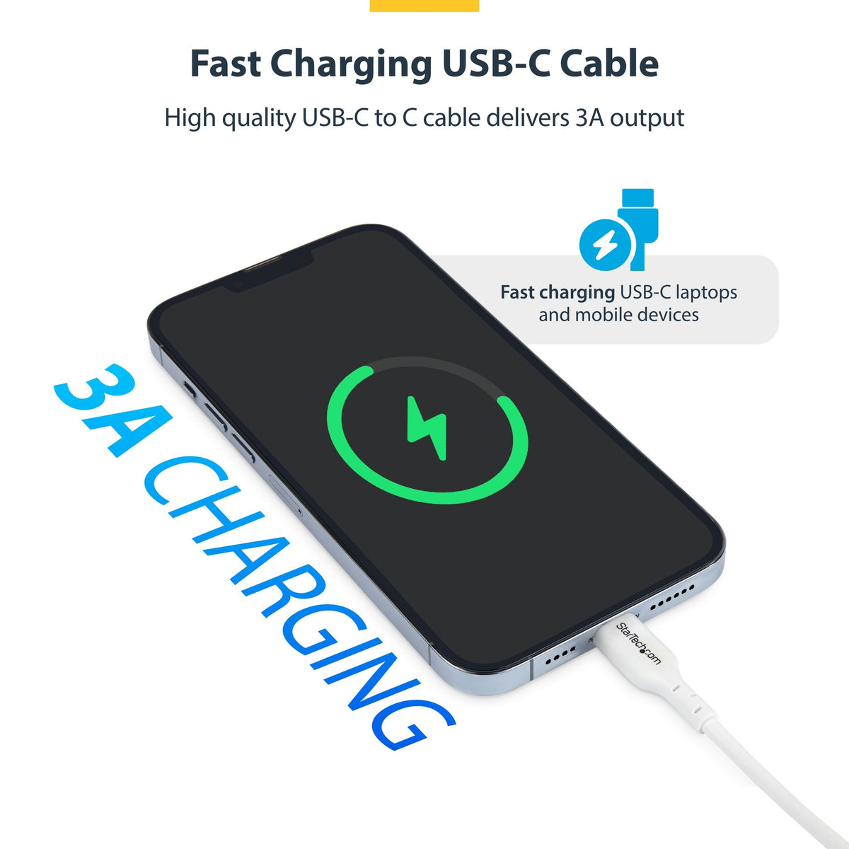 StarTech.com 1m White USB-C Charging Cable 60W TPE Jacket