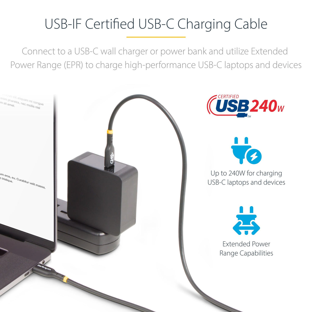 StarTech.com 2m 240W PD EPR TPE Jacket USB-C Cable USB 2.0