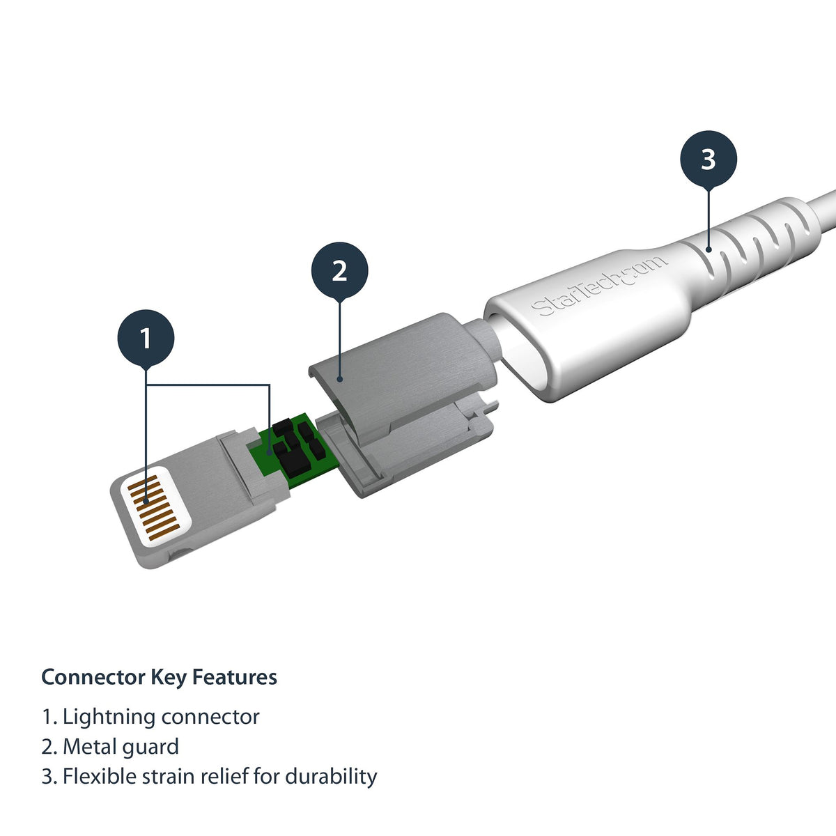 StarTech.com 2m USB-A to Lightning Rugged Charging Cable MFi Certified White