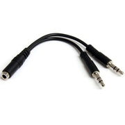 StarTech.com 3.5mm 4-Position to 2x 3-Position Headset Splitter Adapter Black