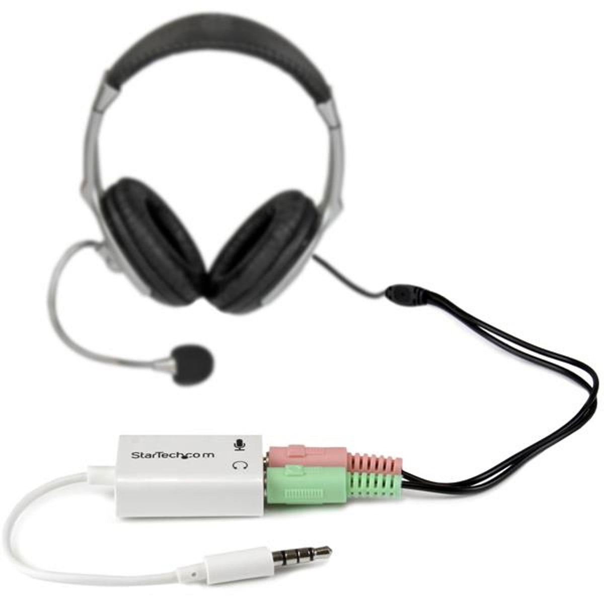 StarTech.com 3.5mm 4-Position to 2x 3-Position Headset Splitter Adapter White