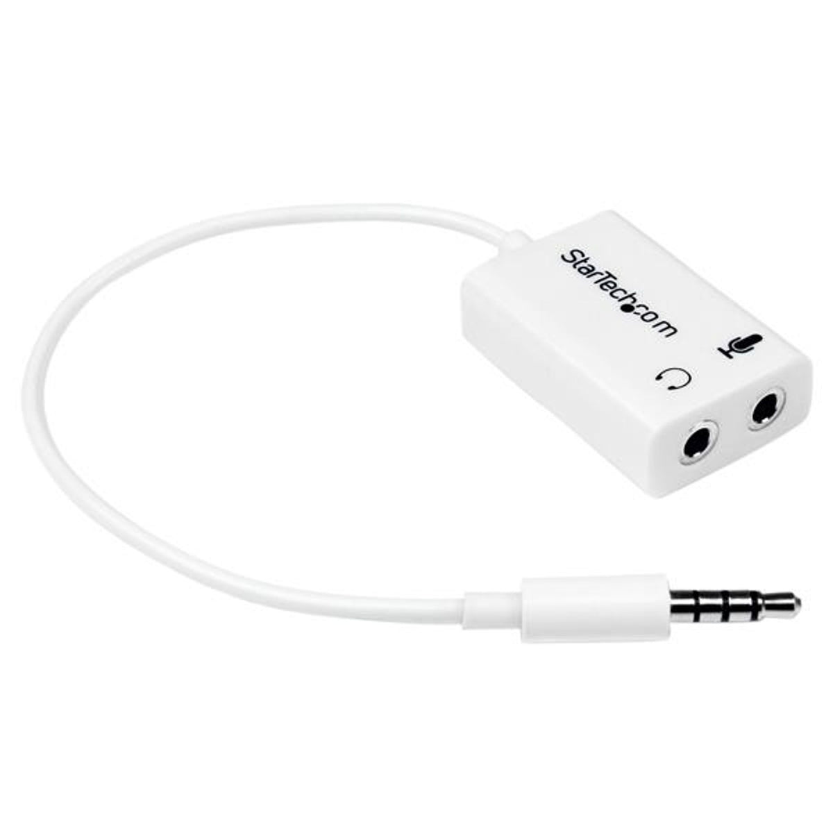 StarTech.com 3.5mm 4-Position to 2x 3-Position Headset Splitter Adapter White