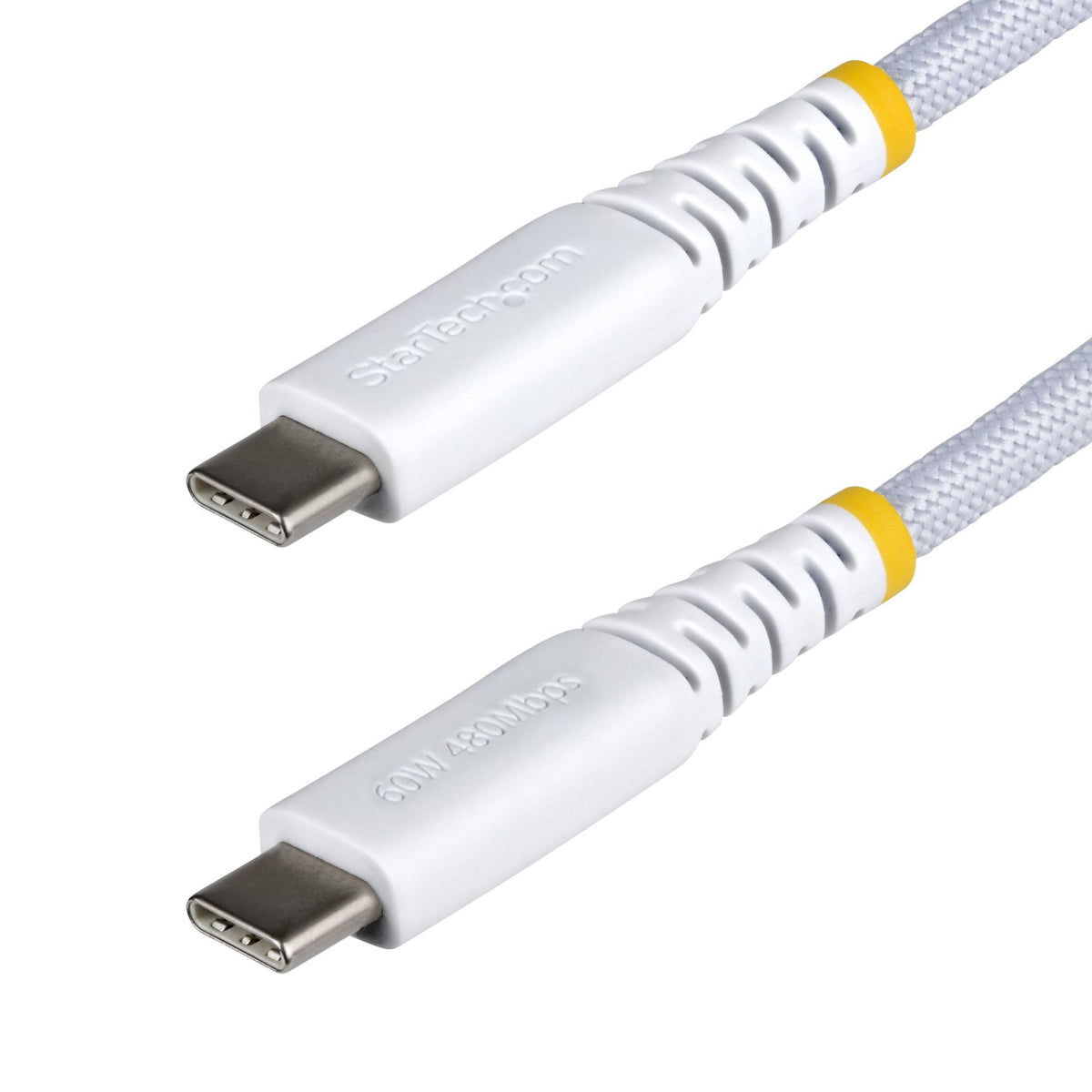 StarTech.com 30cm White USB-C Charging Cable 60W Dual-Layer TPE/Nylon Jacket