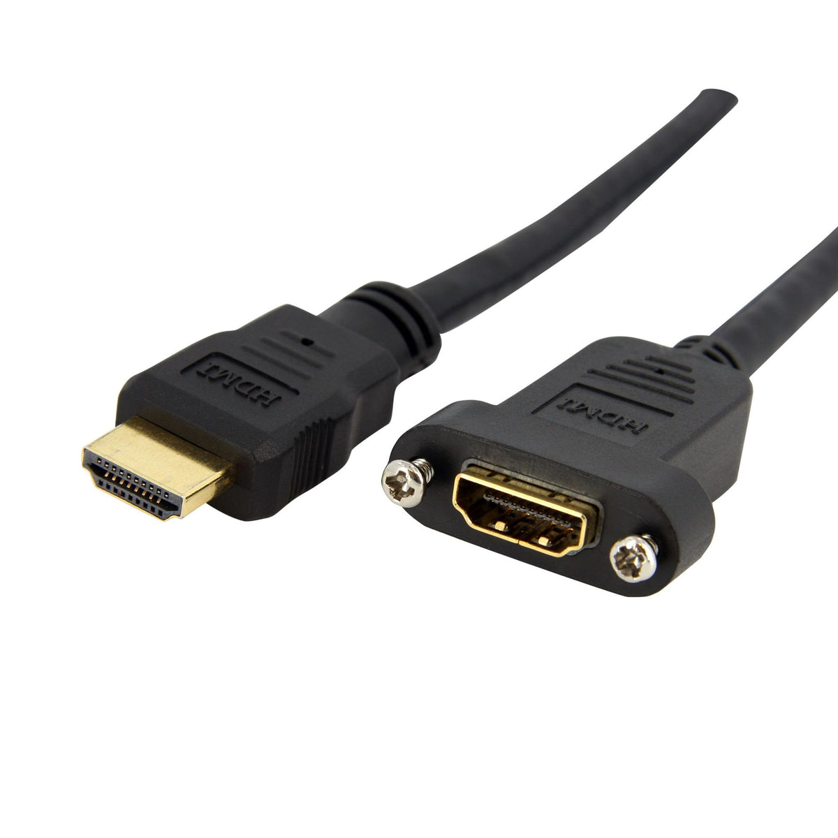 StarTech.com 3ft HDMI Female to Male Adapter 4K Panel Mount Cable Black