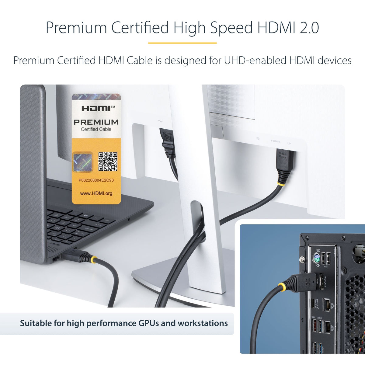 StarTech.com 4m Premium Certified HDMI 2.0 Cable 4K 60Hz HDR10 TPE Jacket
