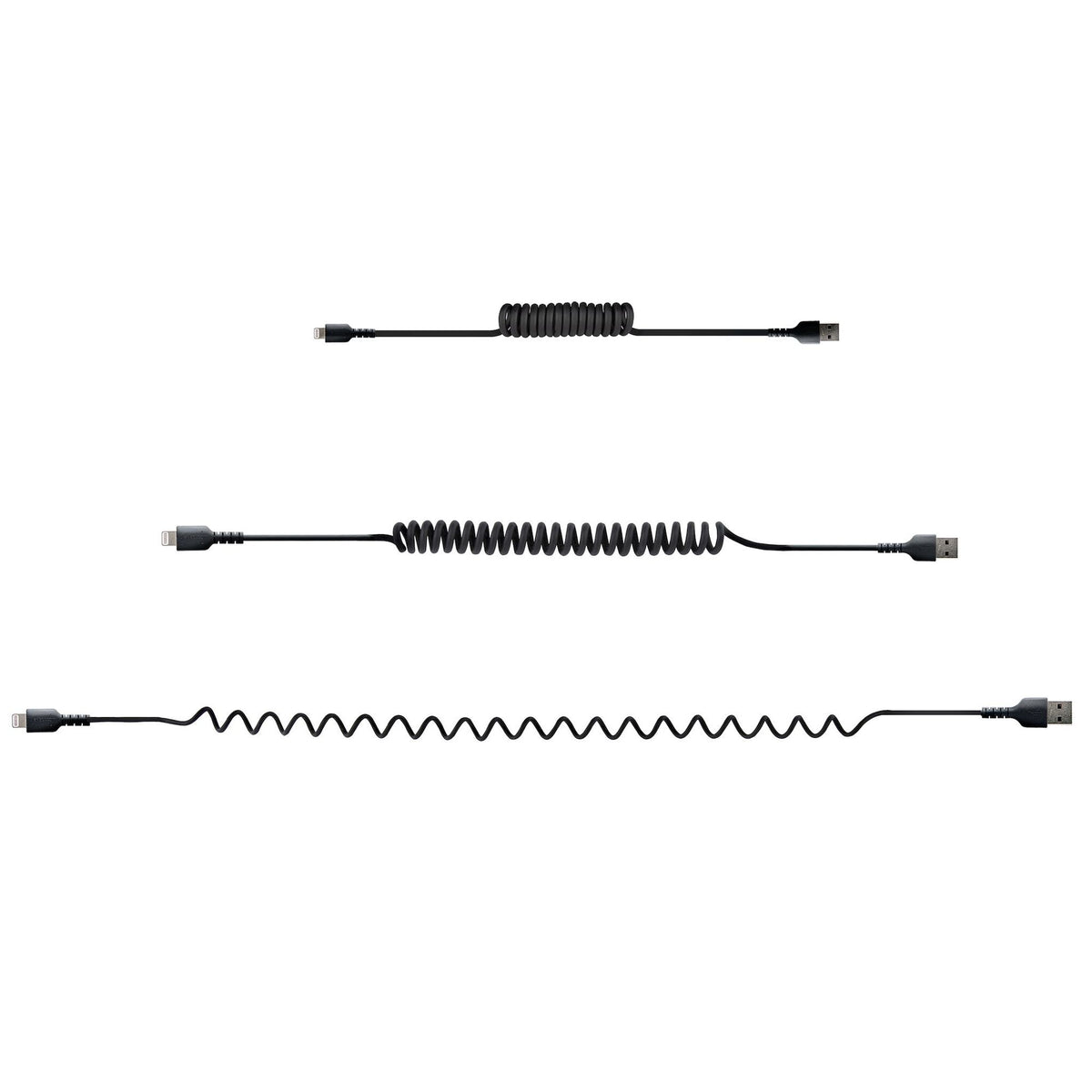 StarTech.com 50cm Coiled USB to Lightning Cable MFi Certified TPE Jacket Black