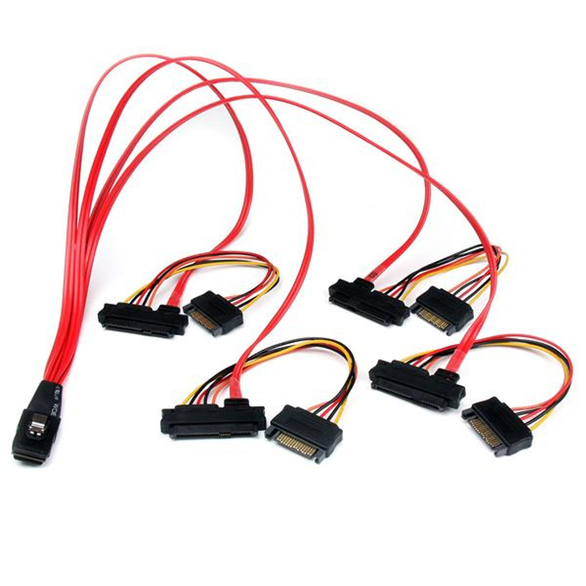StarTech.com 50cm Internal Mini SAS Cable SFF8087 to 4x SFF8482 30AWG Red