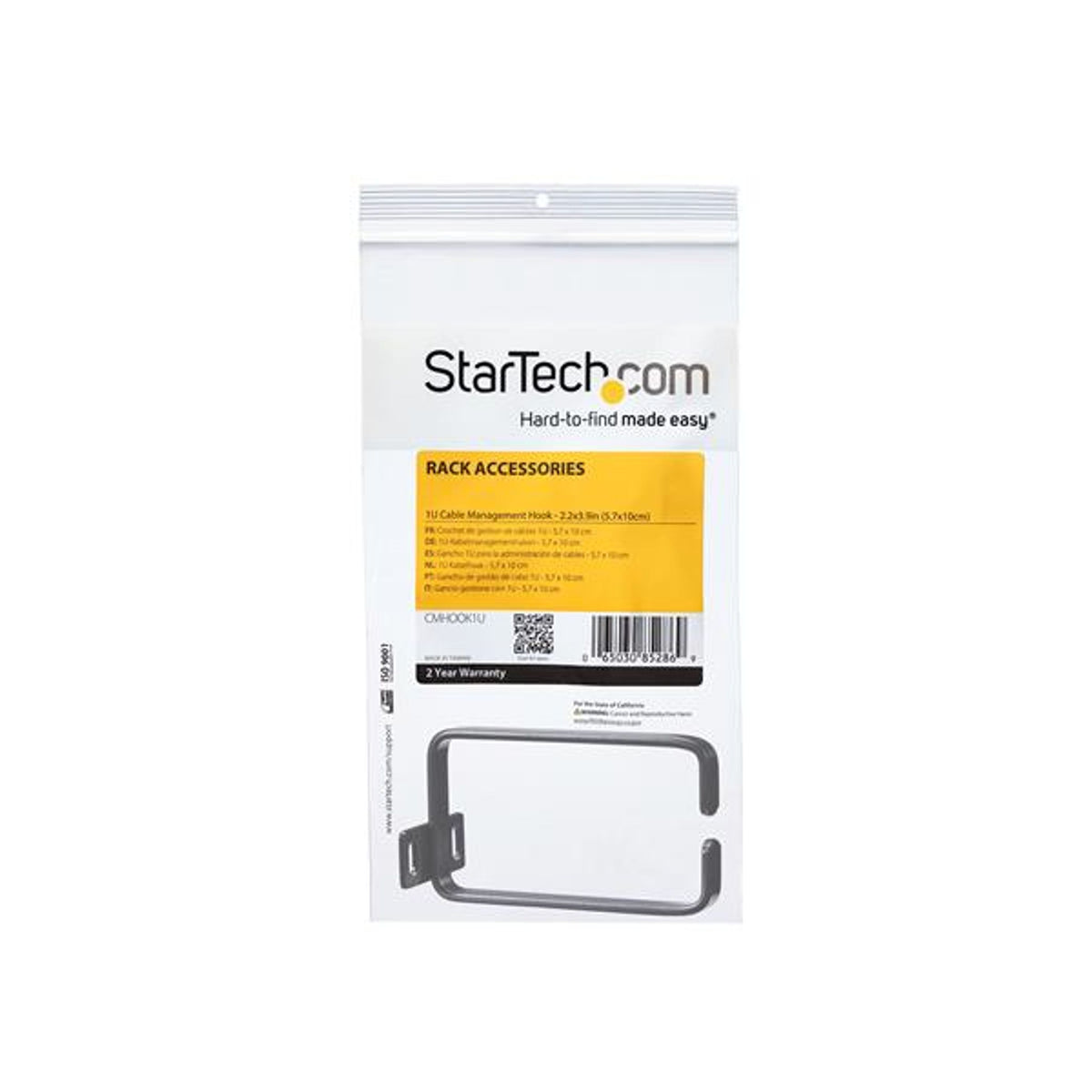StarTech.com CMHOOK1U 1U Vertical 2.2x3.9in Server Rack D-Ring Hook