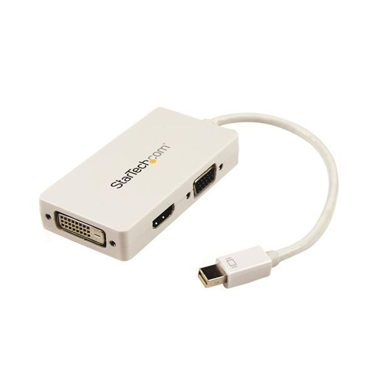 StarTech.com Mini DisplayPort to VGA DVI HDMI Adapter White 3-in-1 Converter