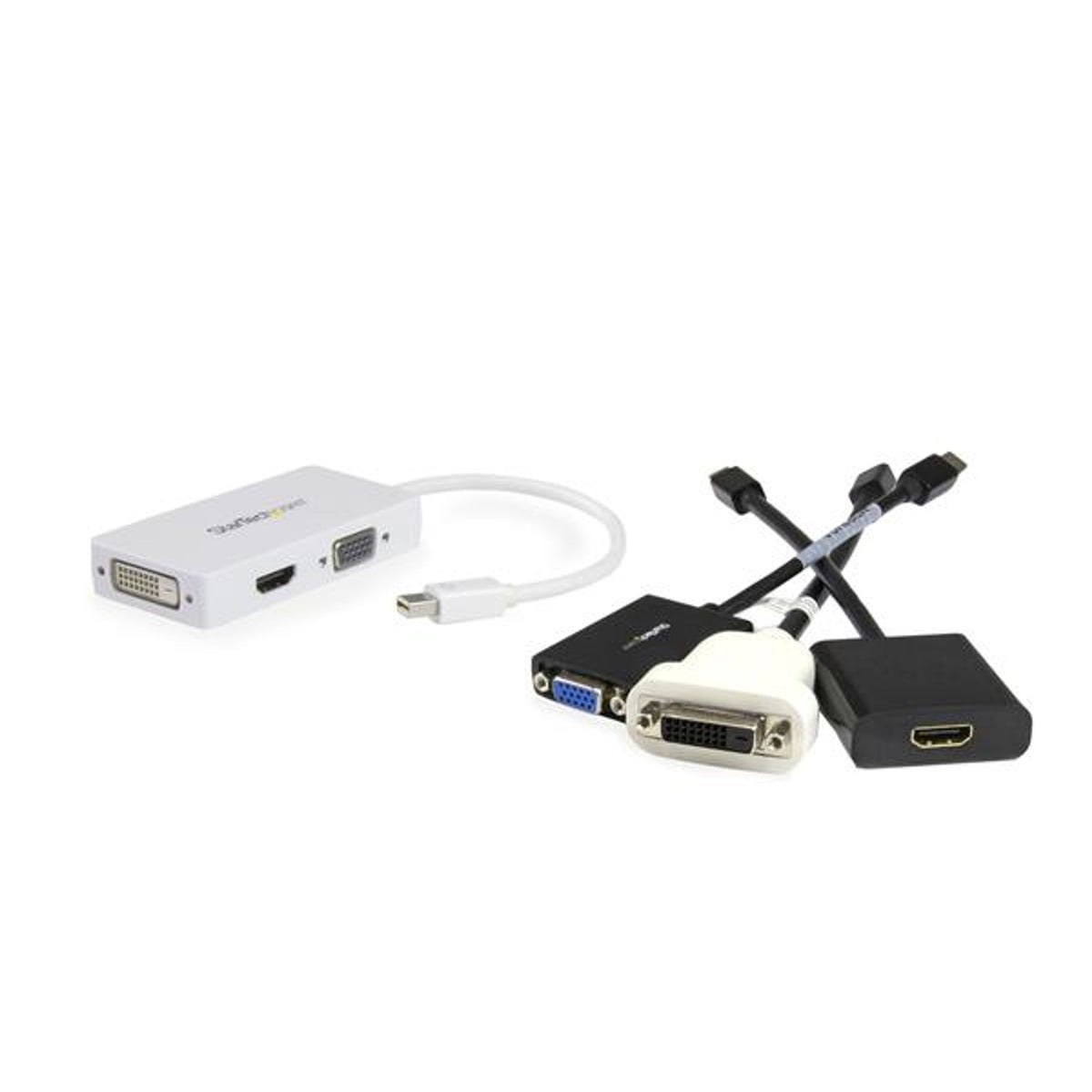 StarTech.com Mini DisplayPort to VGA DVI HDMI Adapter White 3-in-1 Converter
