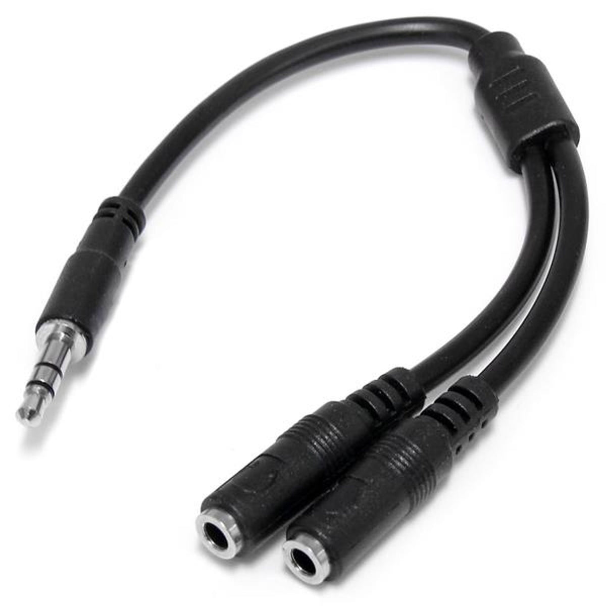StarTech.com Slim Stereo Splitter Cable 3.5mm Male to 2x 3.5mm Female Black