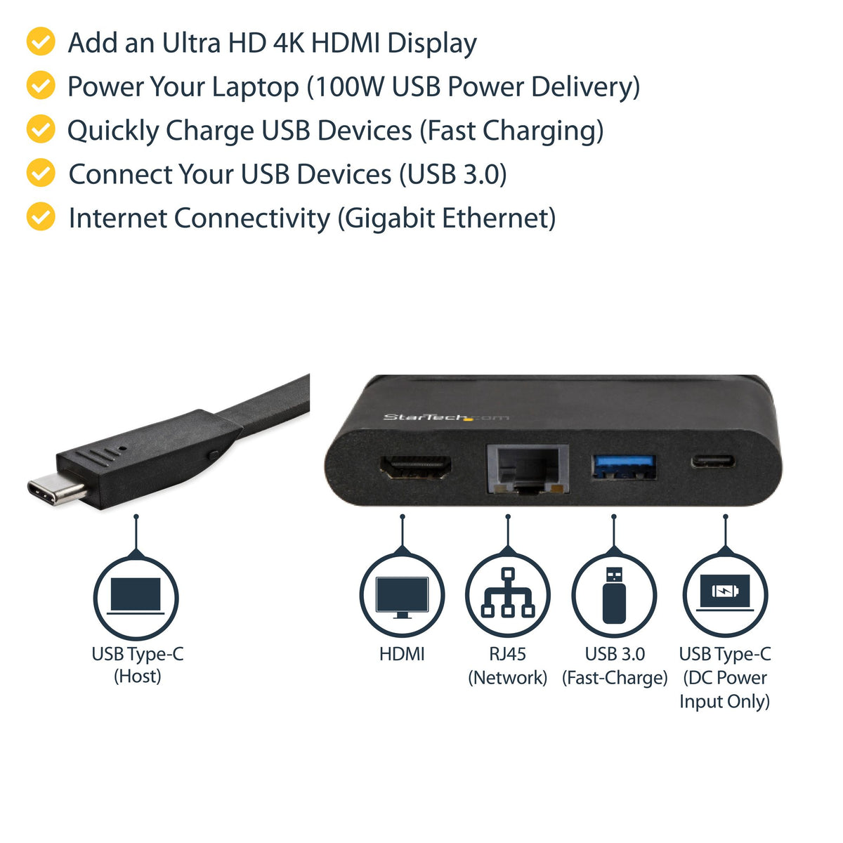 StarTech.com USB-C Docking Station 100W 3xUSB 3xUSB3 HDMI Ethernet