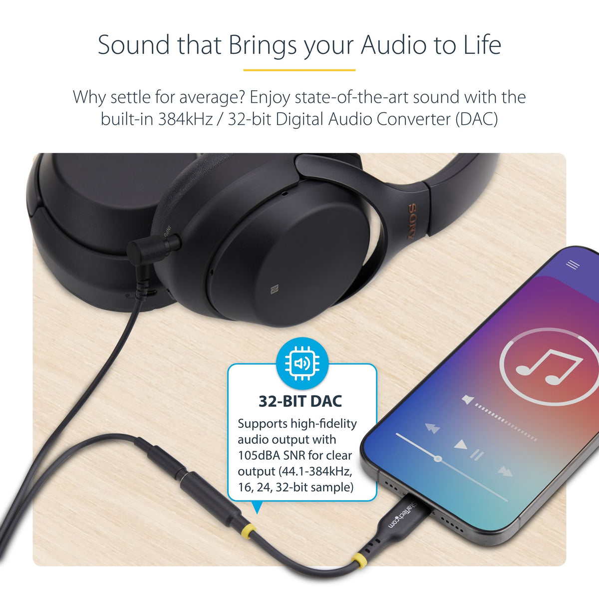 StarTech.com USB-C to 3.5mm Audio Adapter 32-bit DAC Stereo