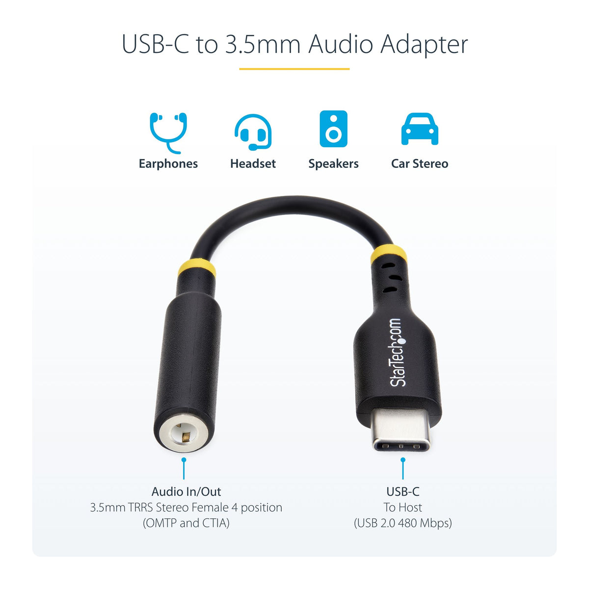 StarTech.com USB-C to 3.5mm Audio Adapter 32-bit DAC Stereo