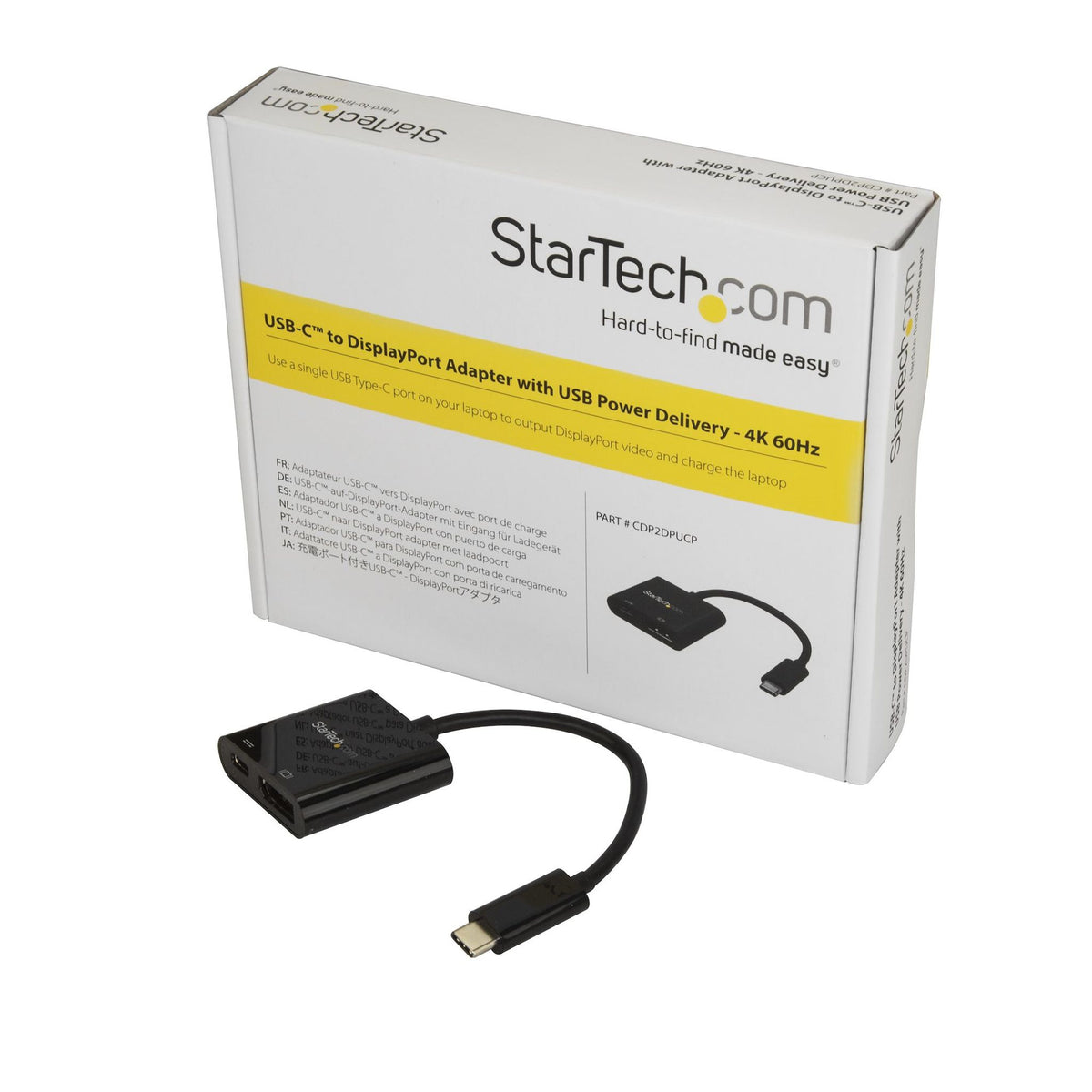 StarTech.com USB C to DisplayPort Adapter 4K 60Hz 60W PD Black