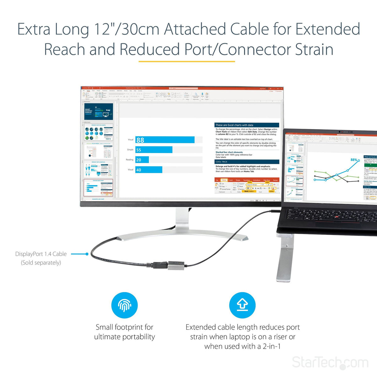 StarTech.com USB C to DisplayPort Adapter 8K 60Hz 12" Cable DP 1.4