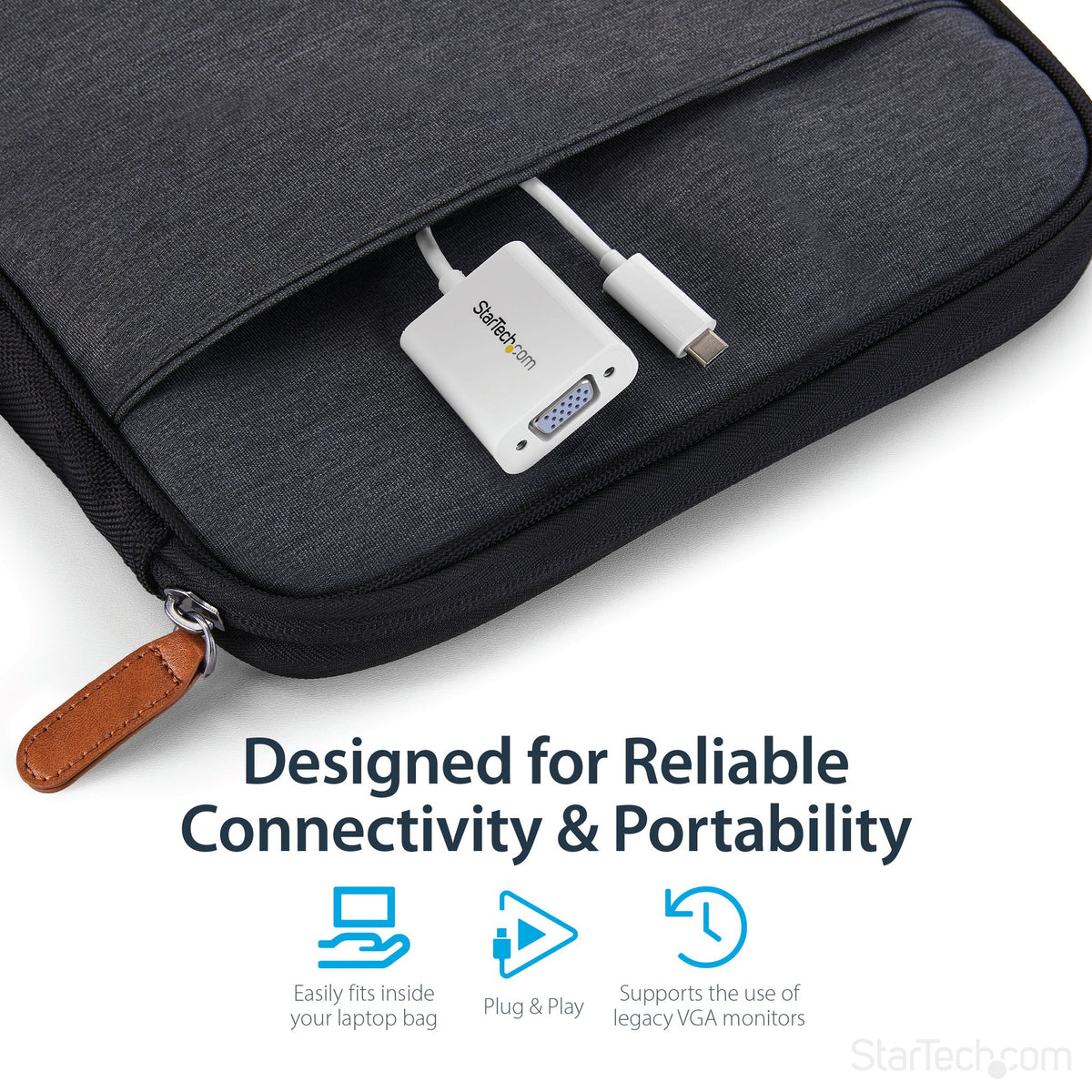 StarTech.com USB-C to VGA Adapter Thunderbolt 3 Compatible White