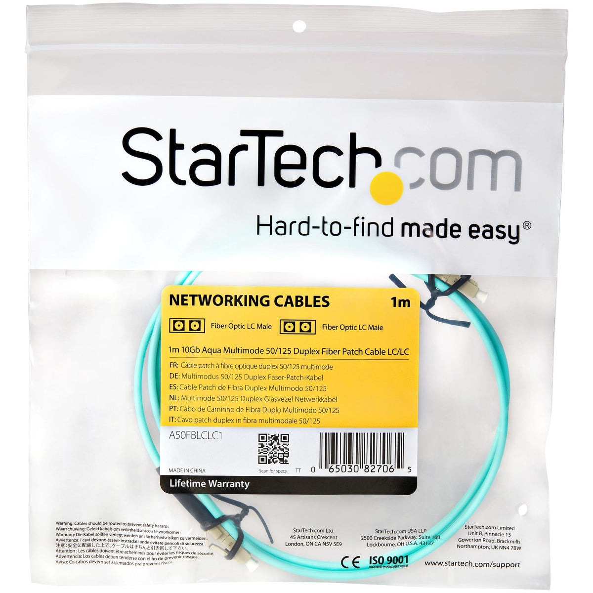 StarTech OM3 1m LC/UPC Multimode Fiber Optic Cable 50/125µm LSZH