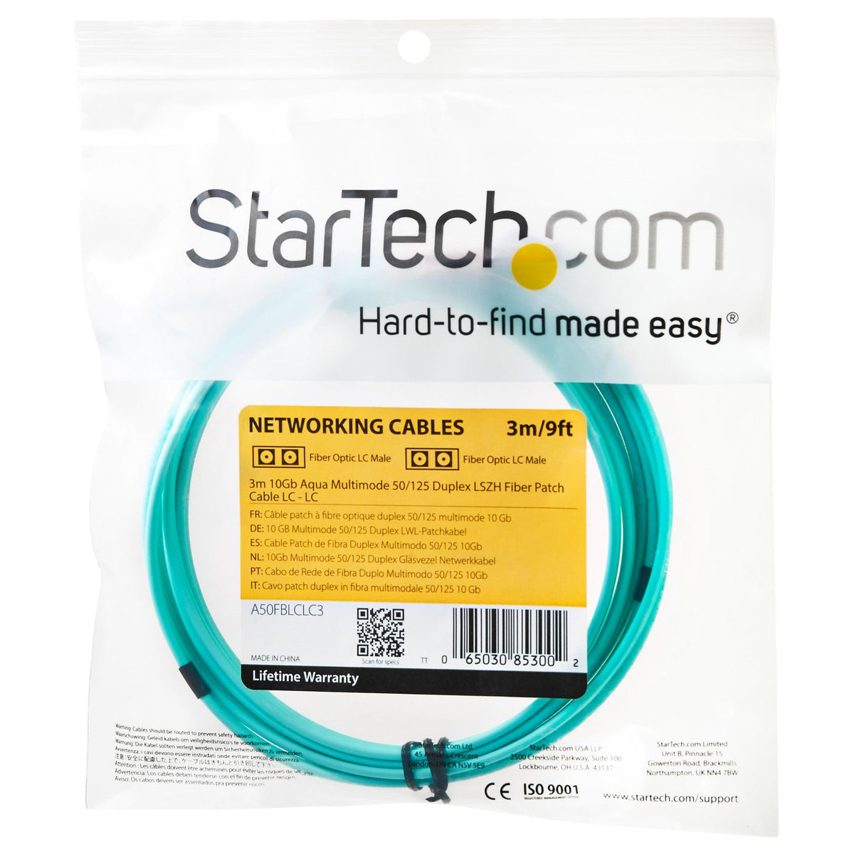 StarTech OM3 3m LC/UPC Multimode Fiber Optic Cable 50/125µm LSZH