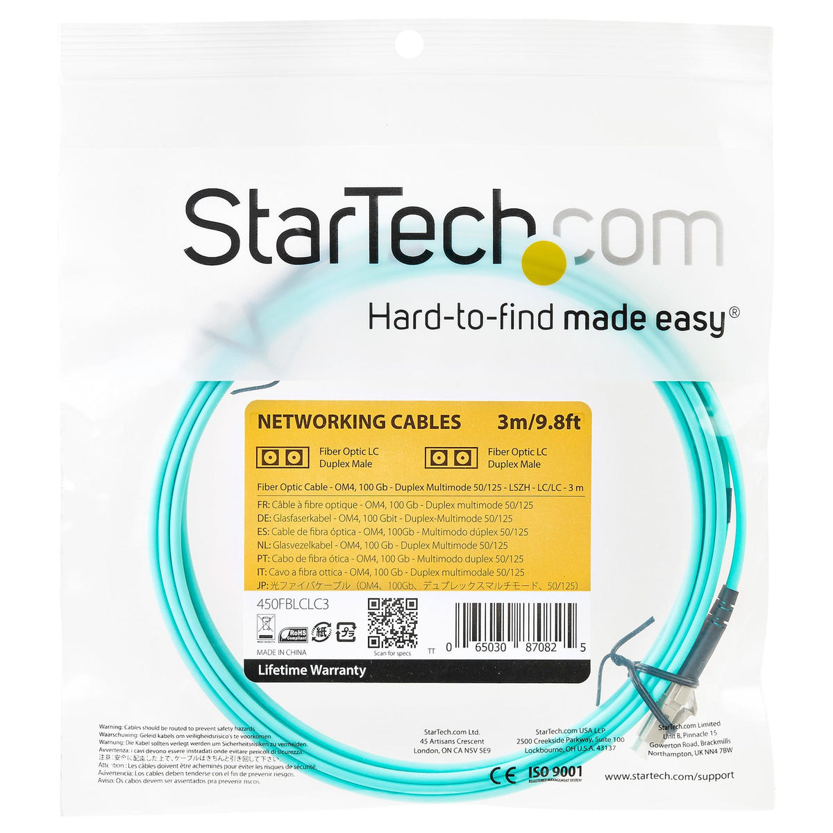 StarTech OM4 3m LC/UPC Multimode Fiber Optic Cable 50/125µm LSZH