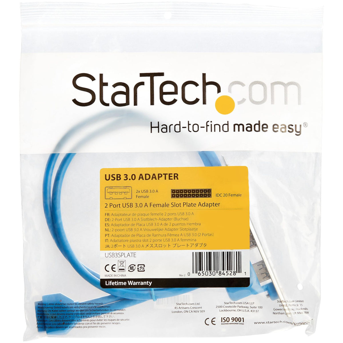 StarTech USB 3.0 2-Port A Female Slot Plate Adapter USB 3.2 Gen 1