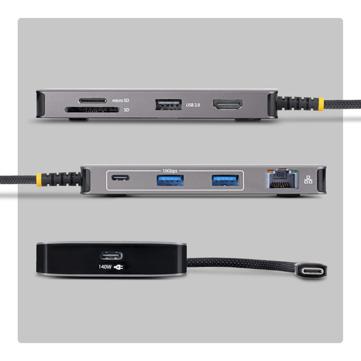 StarTech USB-C Multiport Adapter 4K HDMI 140W PD GbE SD Slots USB Hub