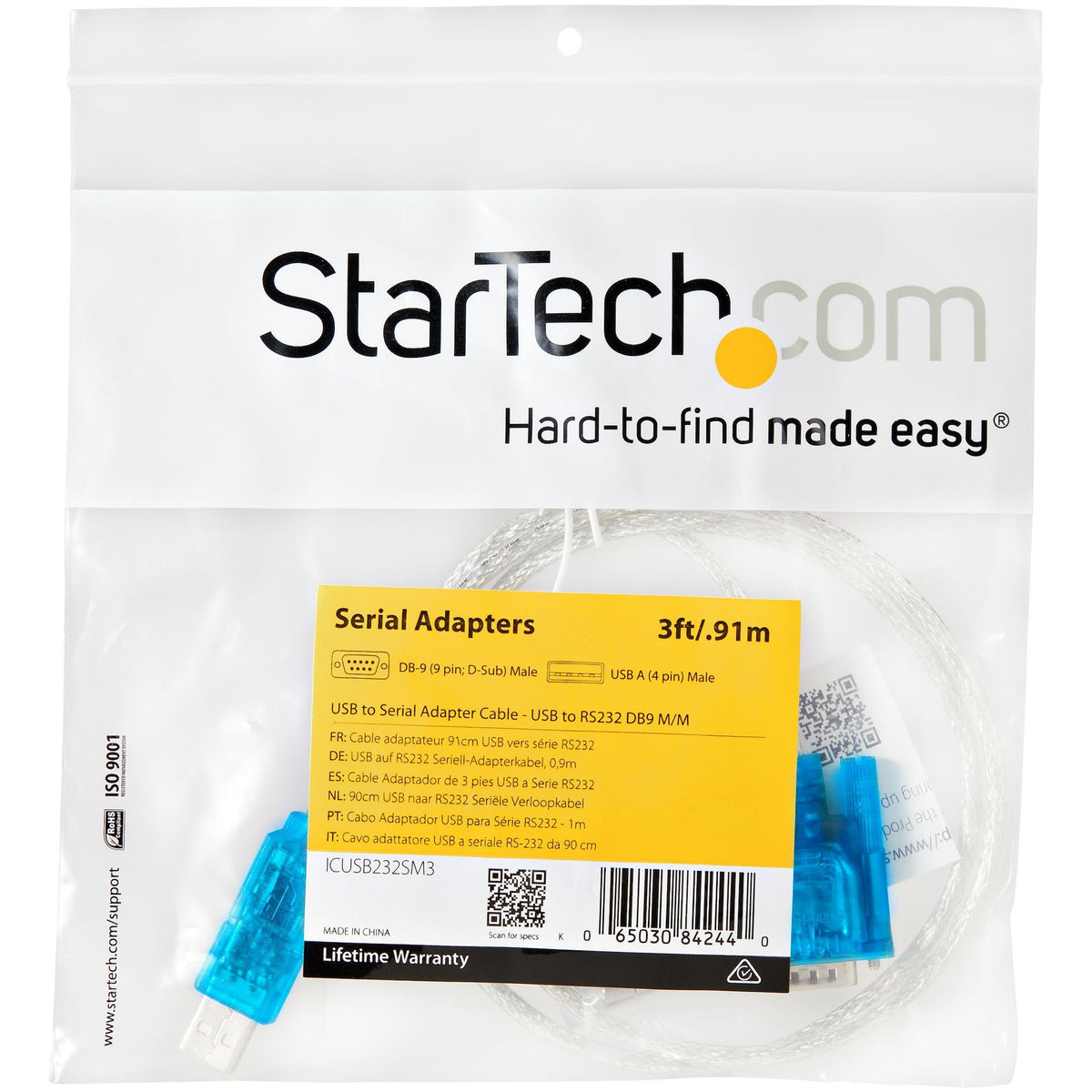 StarTech USB to RS232 DB9 Serial Adapter Cable 3ft Prolific PL2303GC