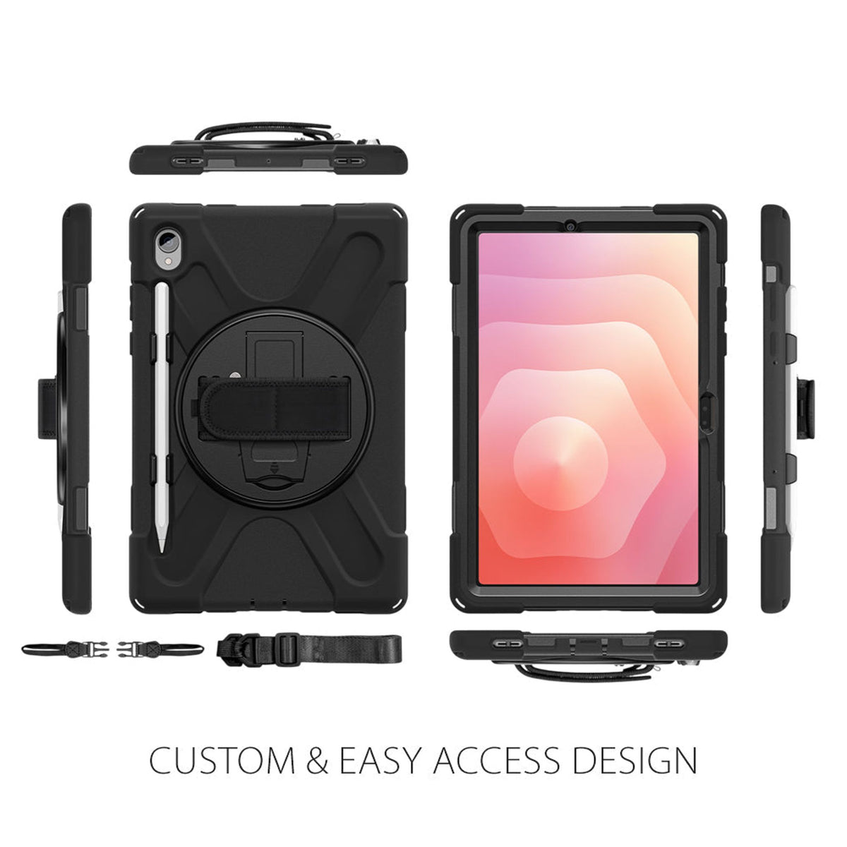 Strike Rugged Case with Hand Strap and Lanyard for Samsung Galaxy Tab S11