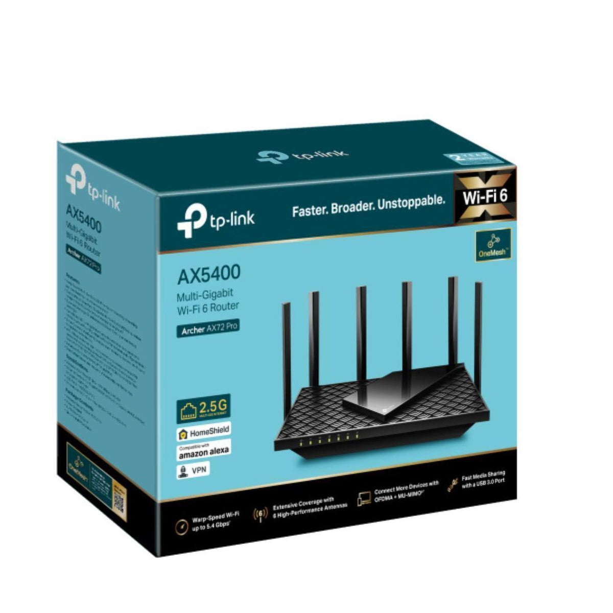 TP-Link Archer AX72 Pro AX5400 Multi-Gigabit WiFi 6 Router 574Mbps 2.4GHz