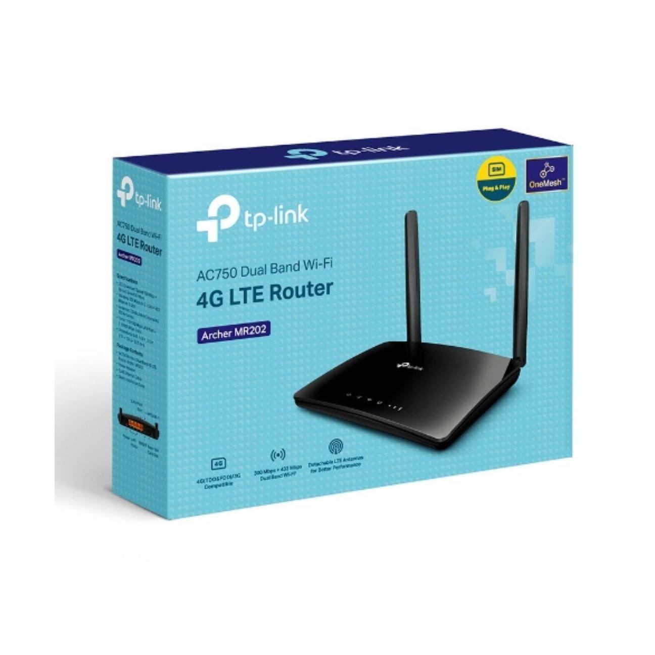 TP-Link Archer MR202 AC750 Dual-Band 4G LTE Router 574Mbps 2.4GHz 2402Mbps 5GHz 6GHz