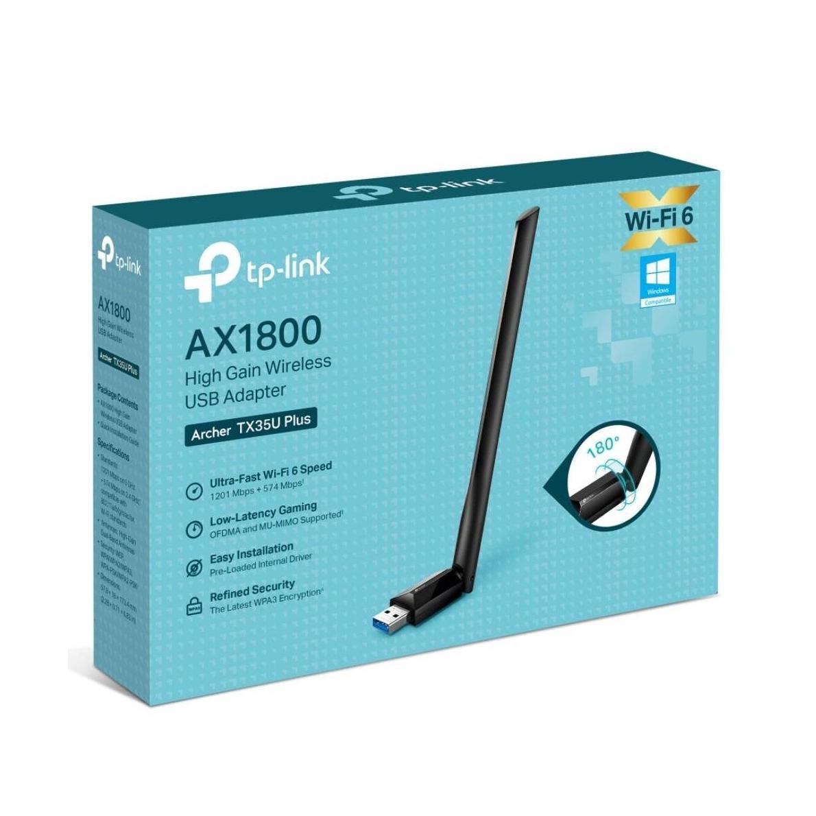 TP-Link Archer TX35U Plus AX1800 High Gain Wireless USB Adapter 1201 Mbps at ...