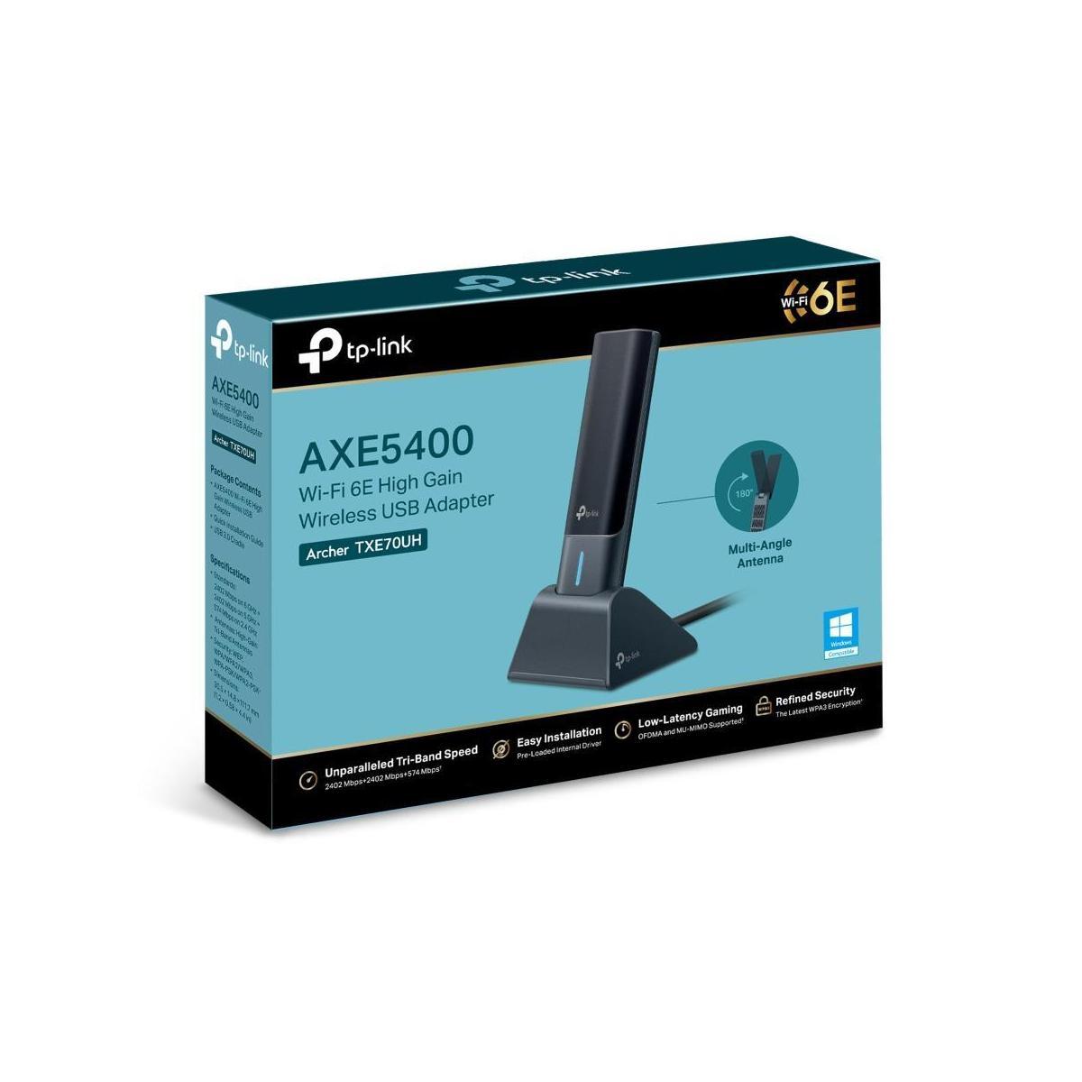 TP-Link Archer TXE70UH AXE5400 Wi-Fi 6E USB Adapter 2402Mbps 6GHz 2402Mbps 5GHz 574Mbps 2.4GHz
