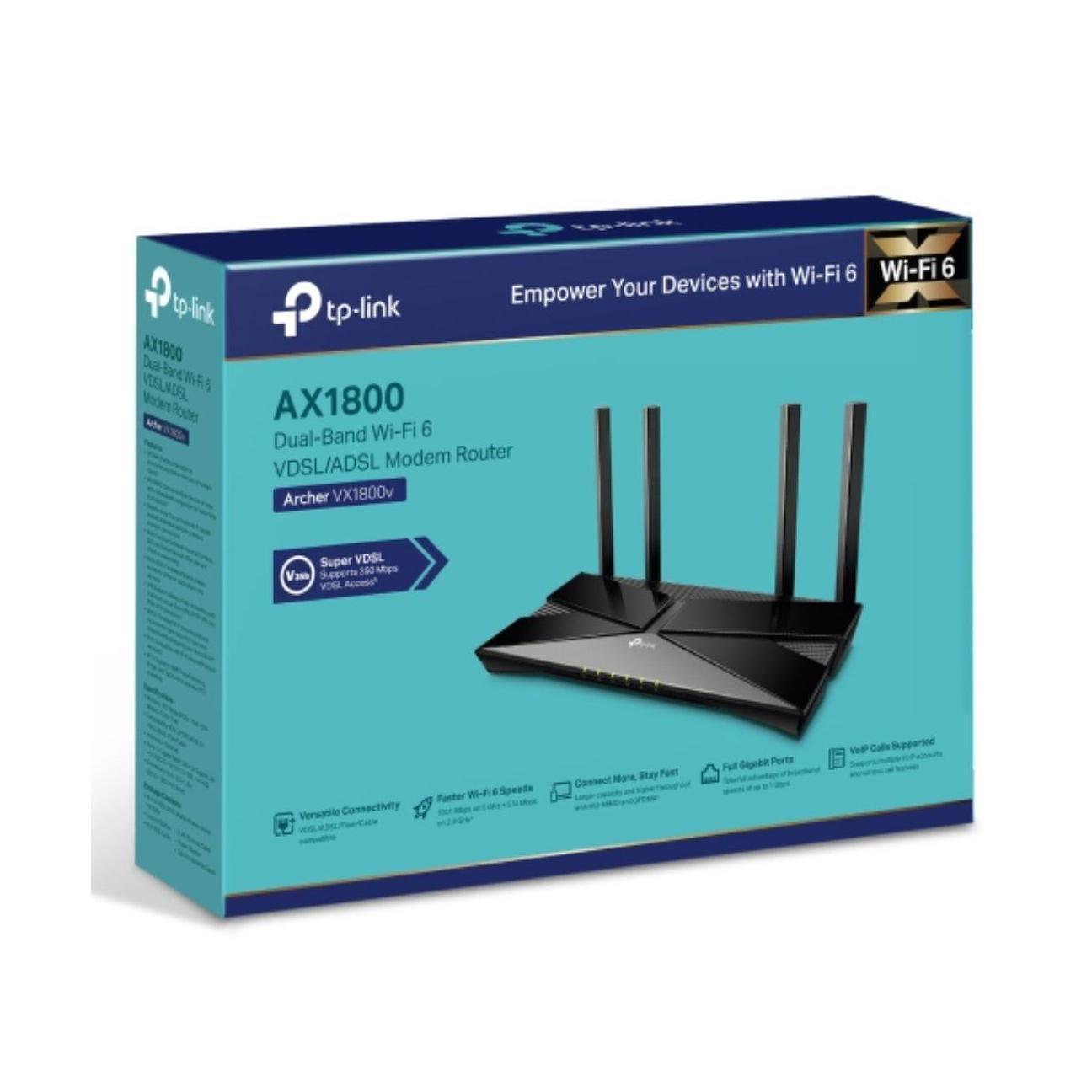 TP-Link Archer VX1800v AX1800 Dual-Band Wi-Fi 6 VDSL Modem Router With VoIP 5...