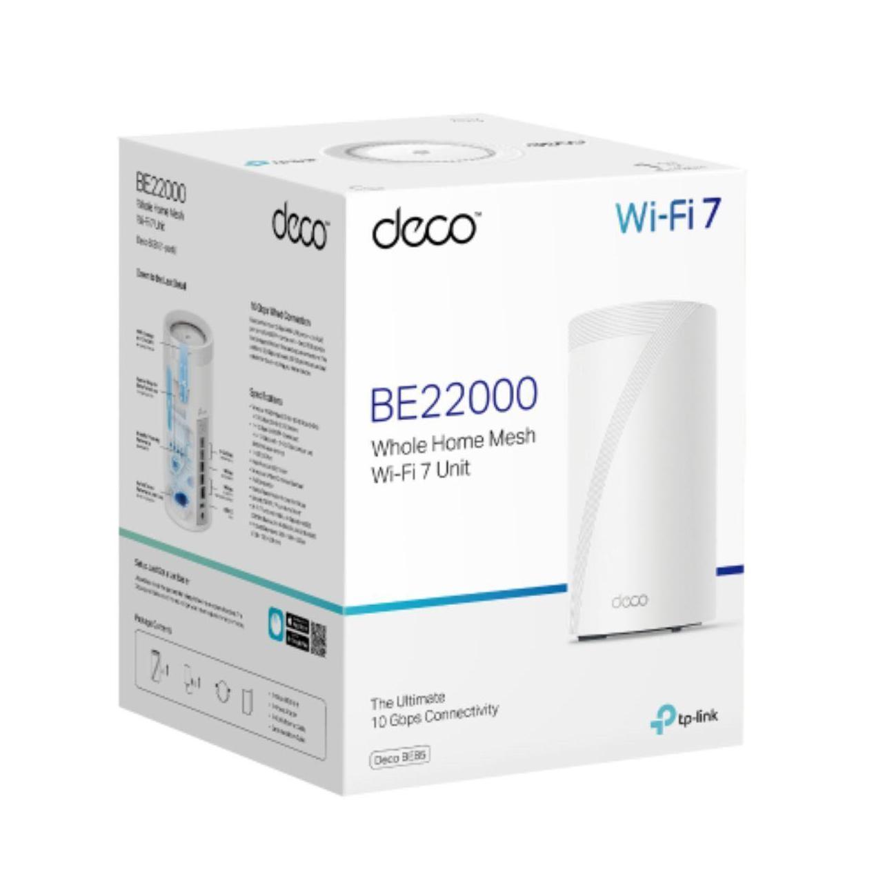 TP-Link Deco BE85(1-pack) BE22000 Tri-Band Whole Home Mesh Wi-Fi 7 System (WI...