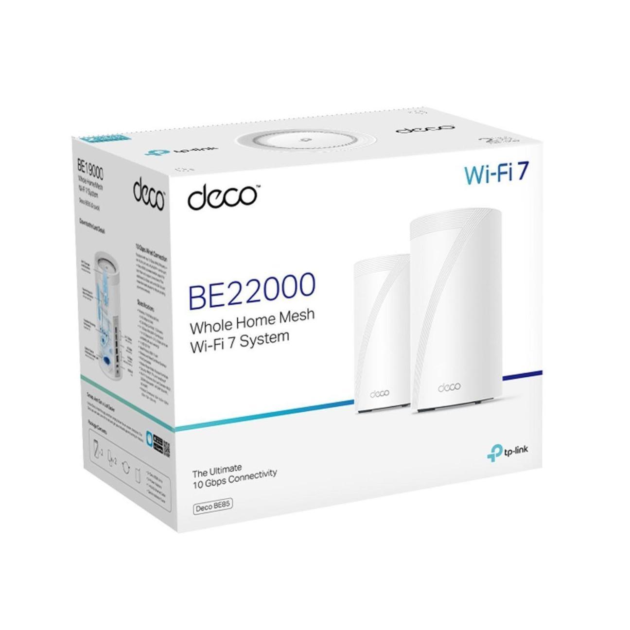 TP-Link Deco BE85(2-pack) BE22000 Tri-Band Whole Home Mesh Wi-Fi 7 System (Wi...