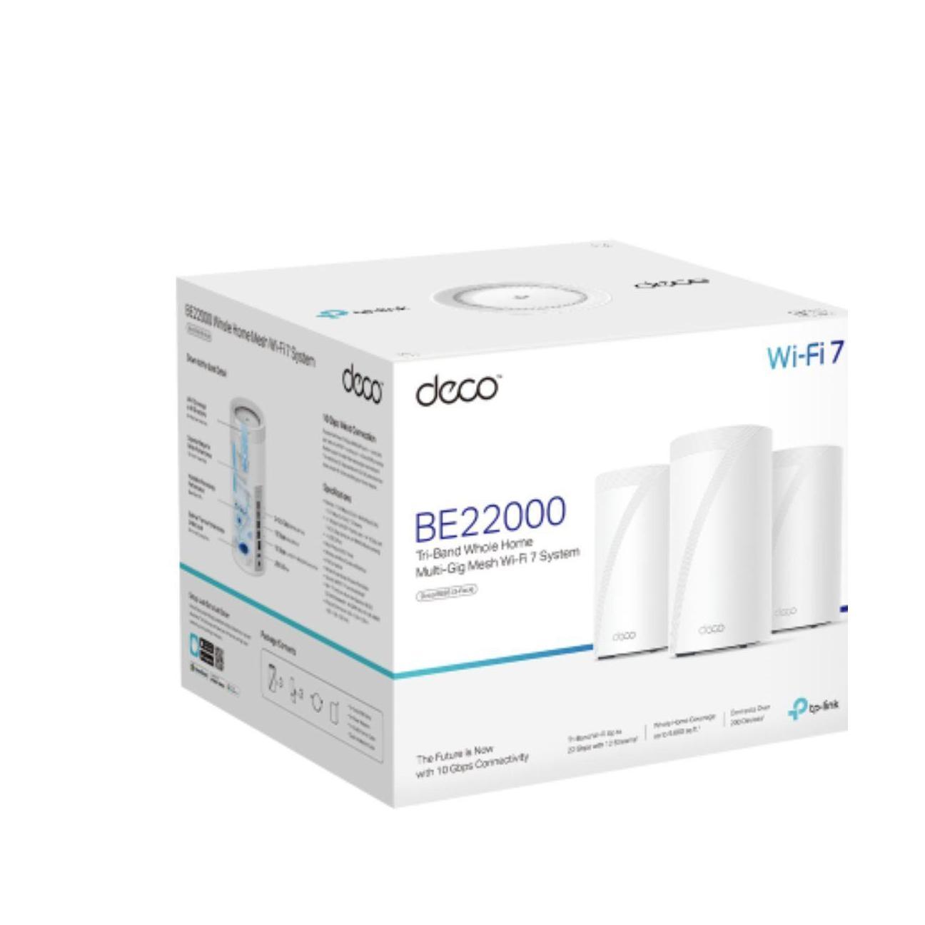TP-Link Deco BE85(3-pack) BE22000 Tri-Band Whole Home Mesh Wi-Fi 7 System (WI...