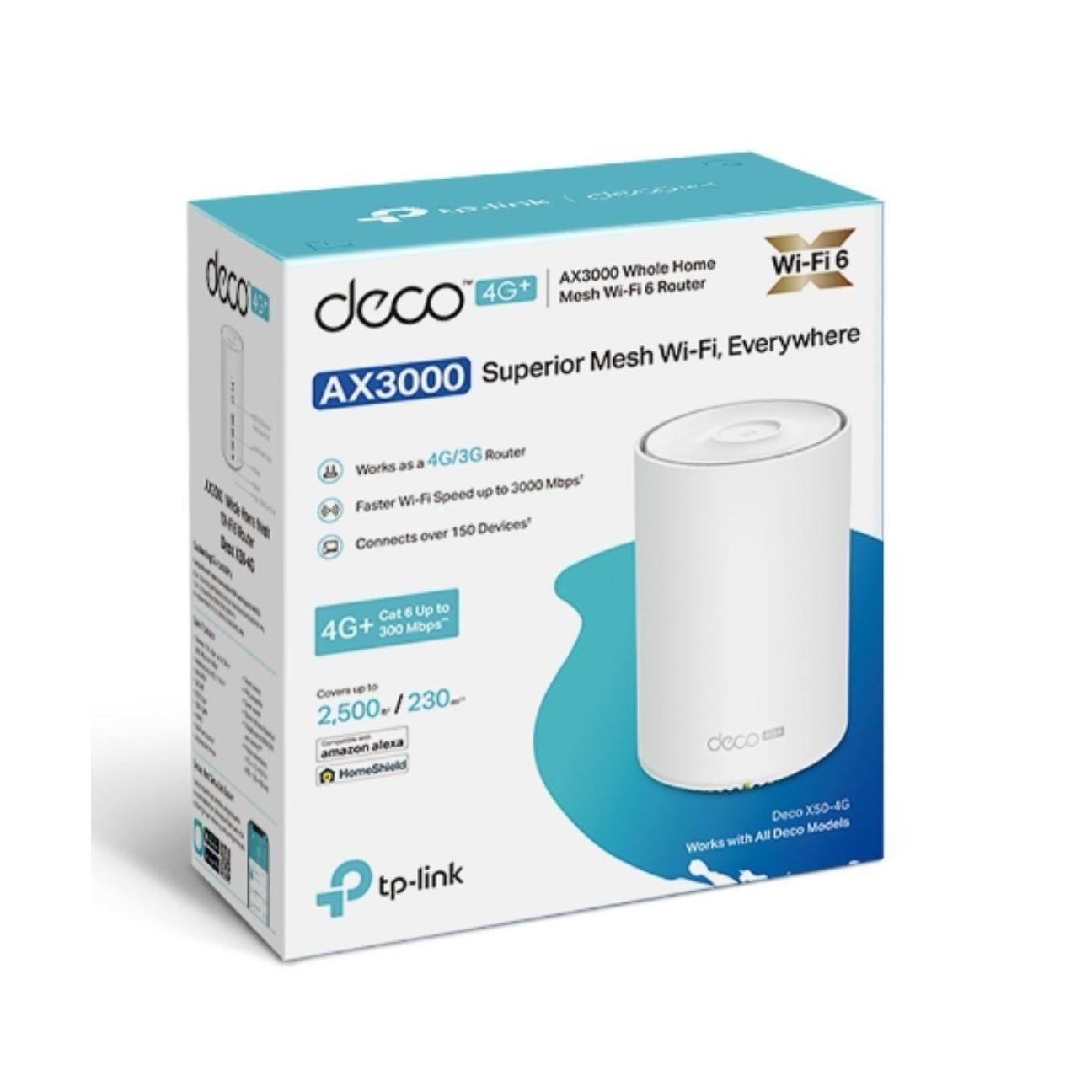 TP-Link Deco X50-4G AX3000 4G+ Mesh WiFi 6 Router HomeShield Security