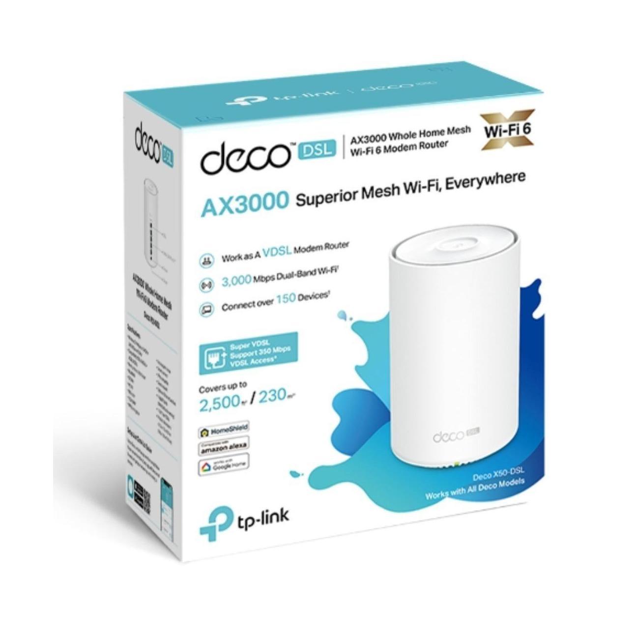 TP-Link Deco X50-DSL(1-pack) AX3000 VDSL Whole Home Mesh WiFi 6 Router 574 Mb...