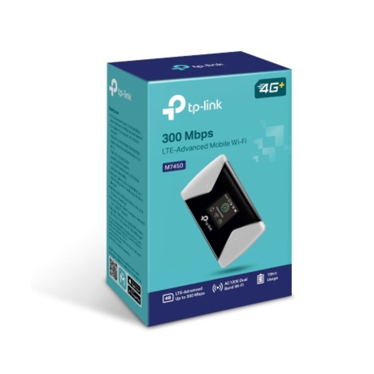TP-Link M7450 4G-LTE Mobile Wi-Fi 300Mbps DL 50Mbps UL 4G SIM Card + microSD ...