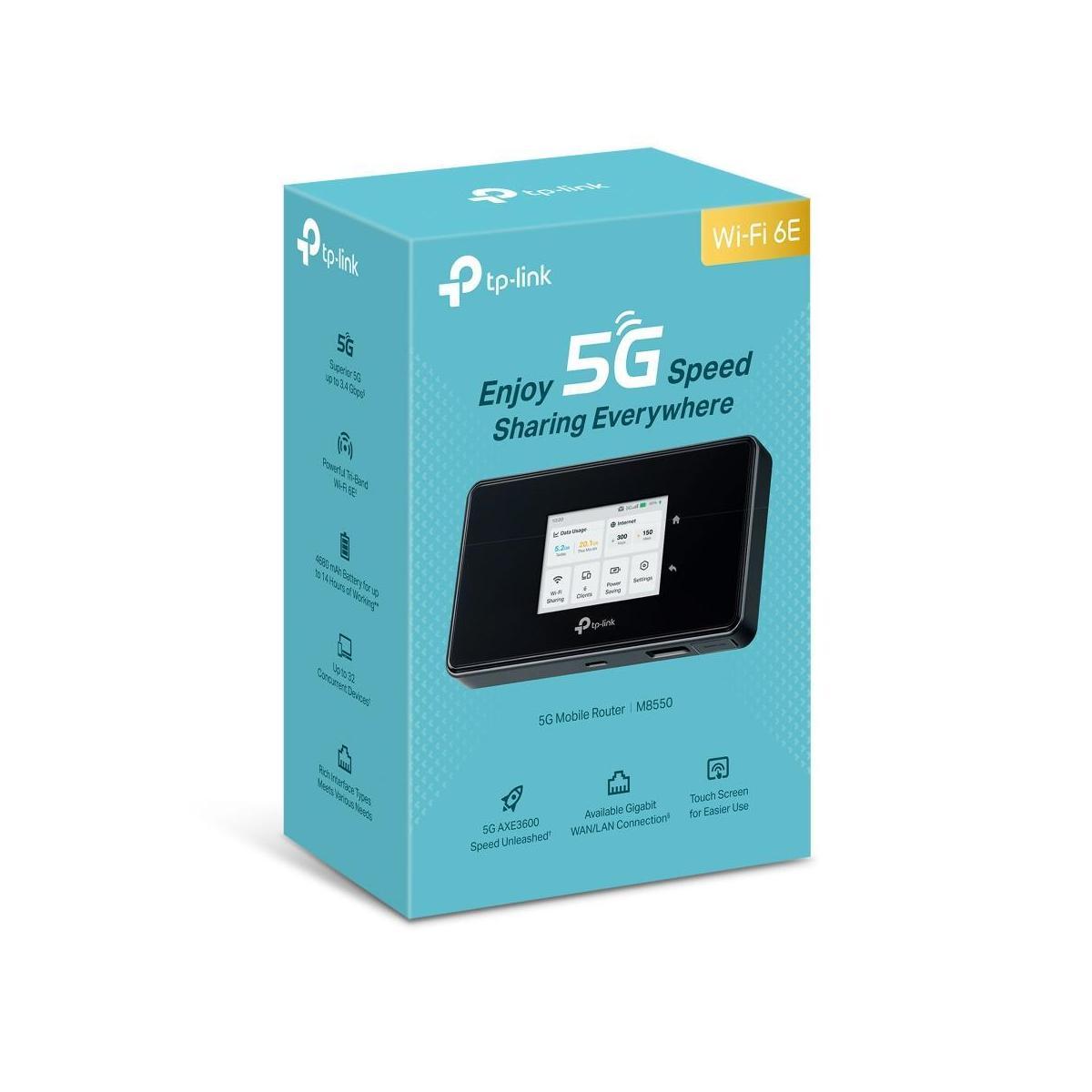 TP-Link M8550 5G Mobile Wi-Fi 2880 Mbps at 6 GHz or 2880 Mbps at 5 GHz 688 Mb...