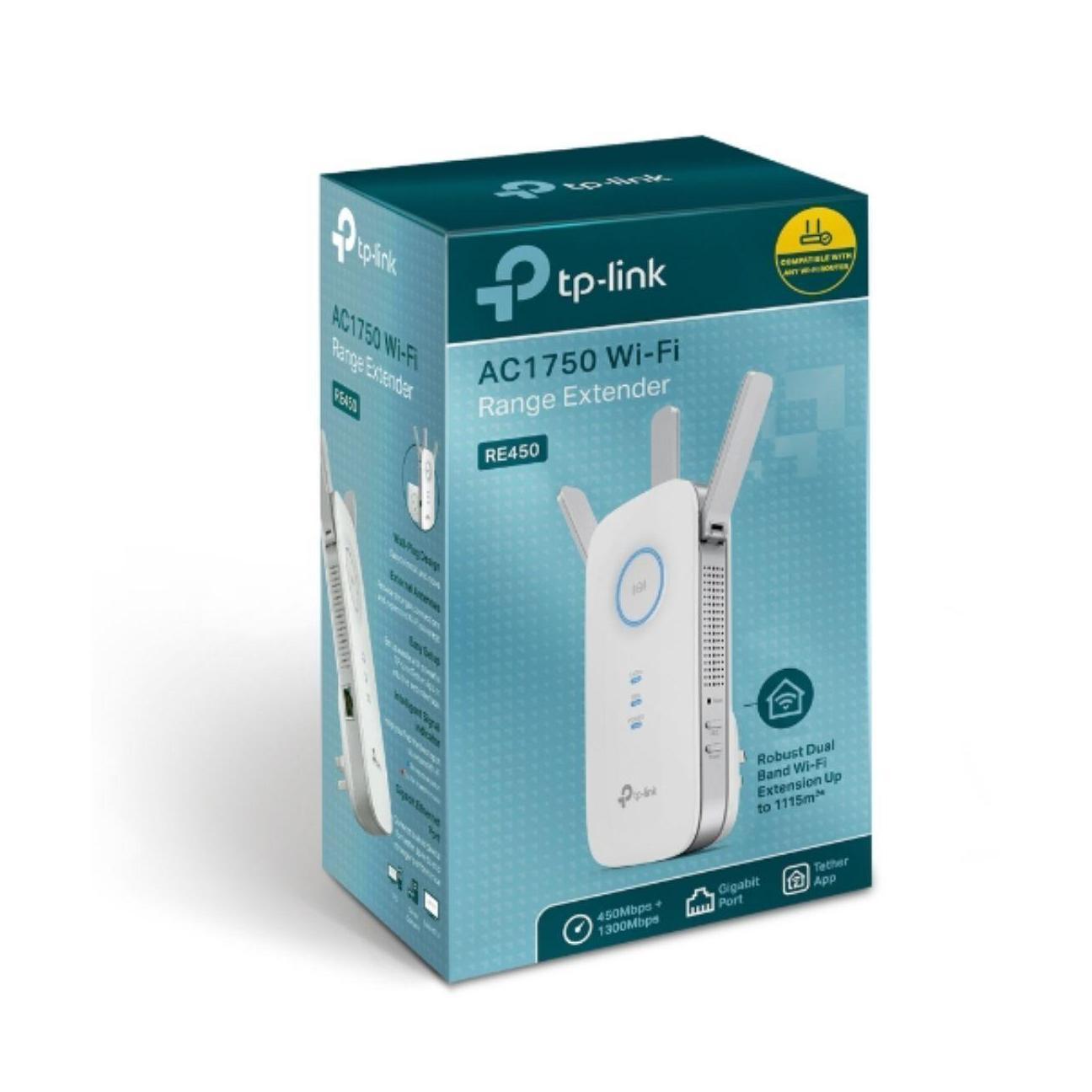 TP-Link RE450 AC1750 1750Mbps Wi-Fi Range Extender 450Mbps@2.4GHz 1300Mbps@5GHz 3xAntennas