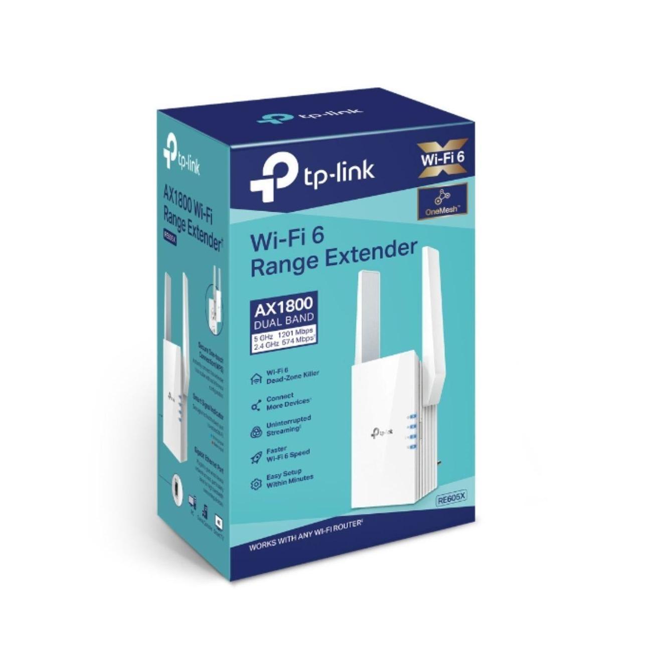 TP-Link RE605X AX1800 Wi-Fi Range Extender 574Mbps@2.4GHz 1201Mbps@5GHz 2xAntenna Dual Band