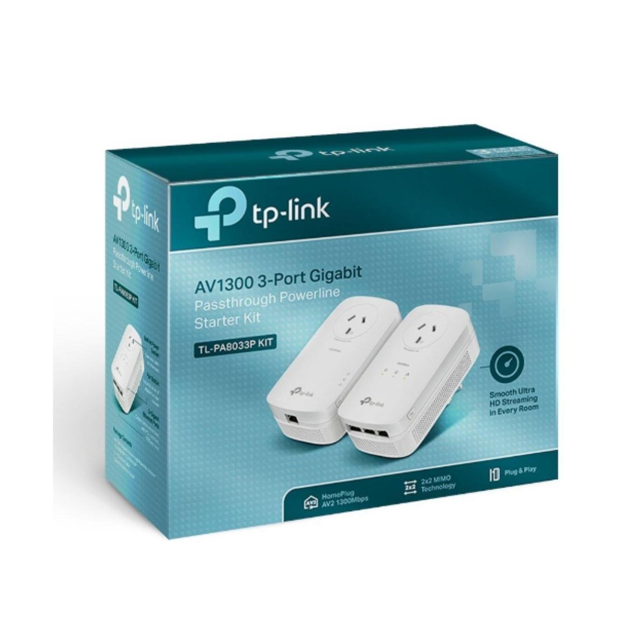 TP-Link TL-PA8033P KIT AV1300 3 Gigabit Ports Powerline Adapter Kit