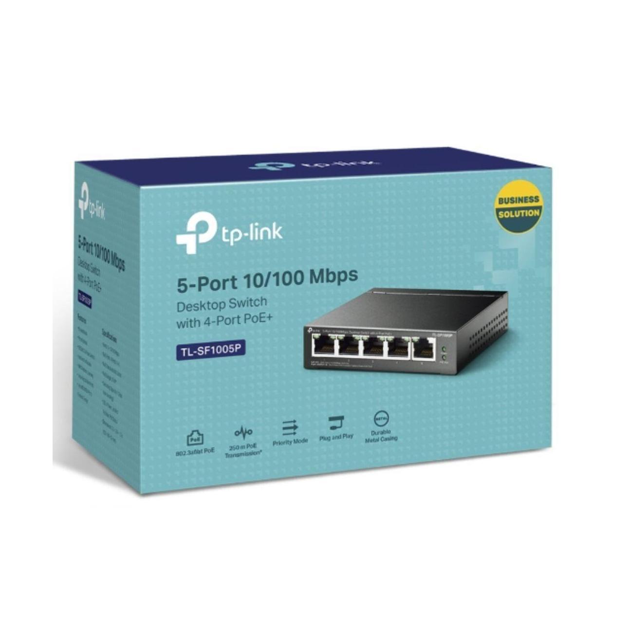 TP-Link TL-SF1005P 5-Port 10/100Mbps Desktop Switch with 4x PoE Ports 67W