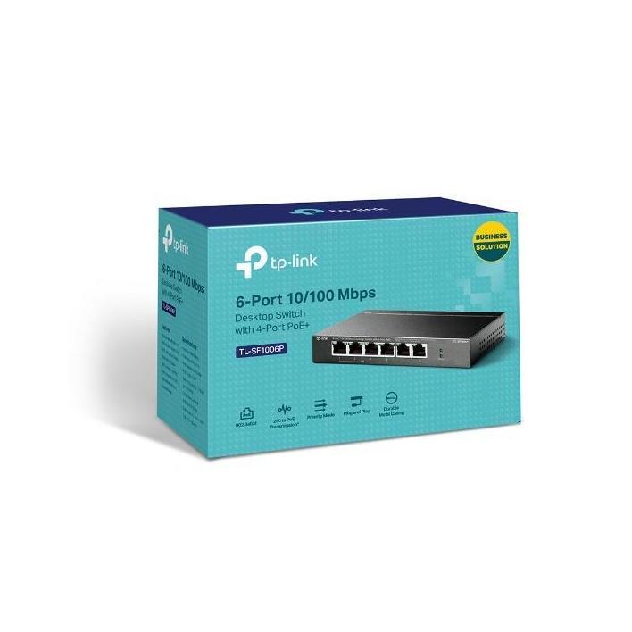 TP-Link TL-SF1006P 6-Port 10/100Mbps Desktop Switch 4x PoE+ 67W Total Power