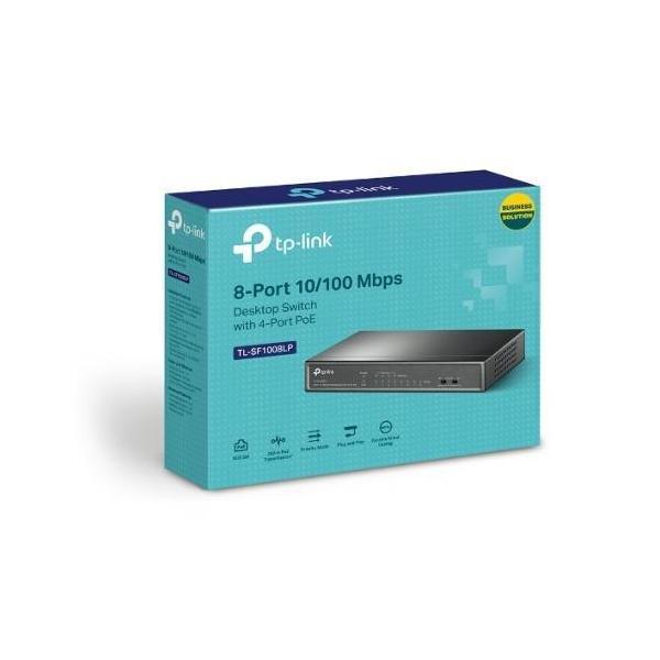 TP-Link TL-SF1008LP 8-Port 10/100Mbps Desktop Switch 4x PoE 41W Total Power
